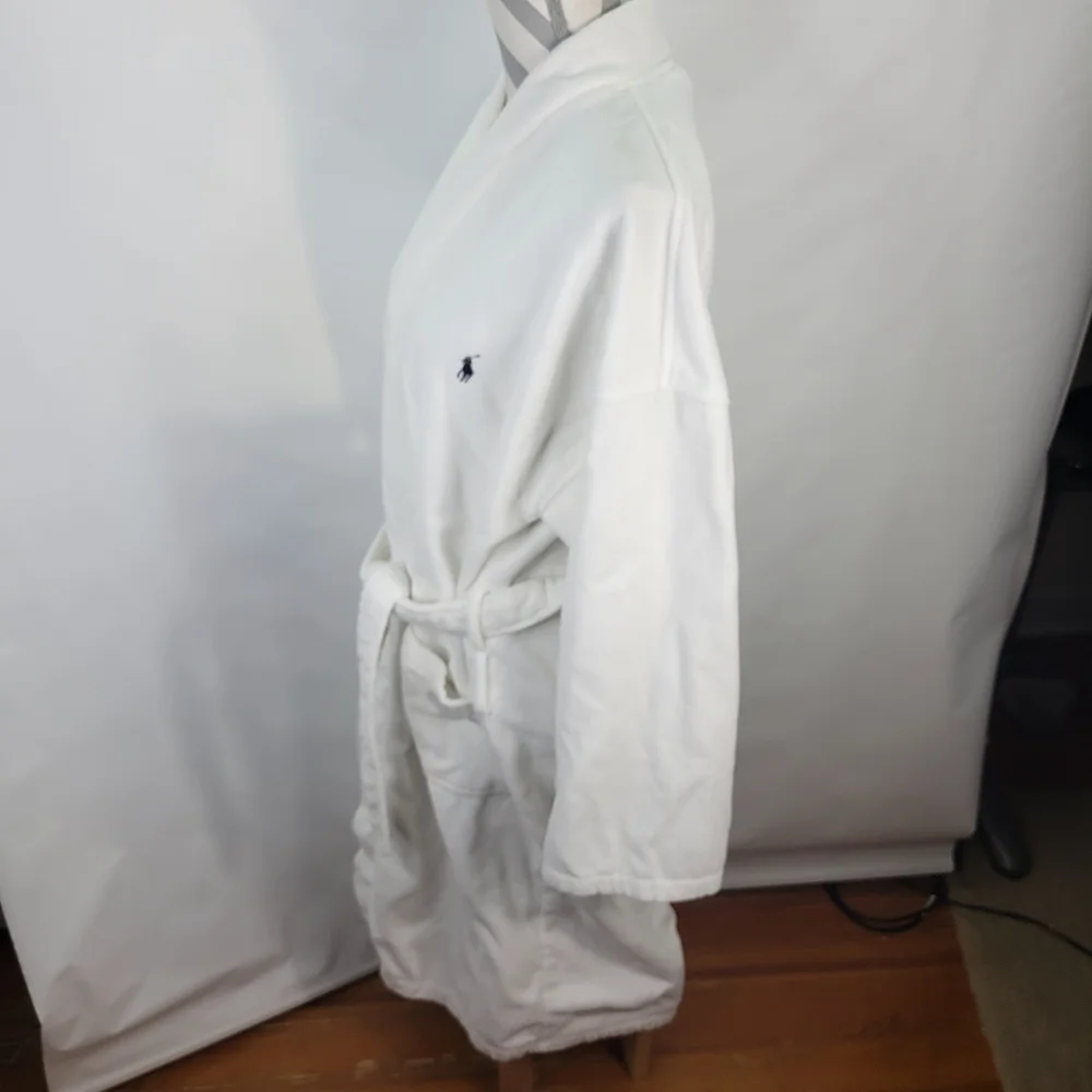 Polo Ralph Lauren Heavy Weight Terry Velour Robe Unisex White Belt One Size